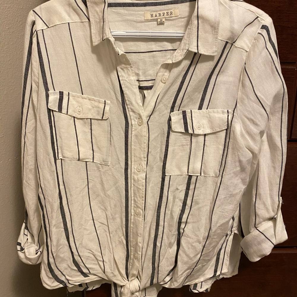 Long sleeve front tied blouse